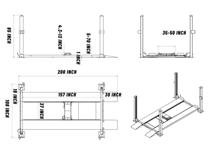 4H850 Heavy Duty Four Post Car lift 8500Lbs By KaTool