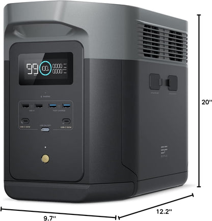EF ECOFLOW Portable Power Station DELTA 2 Max, 2400W LFP Solar Generator, Full Charge in 1 Hr