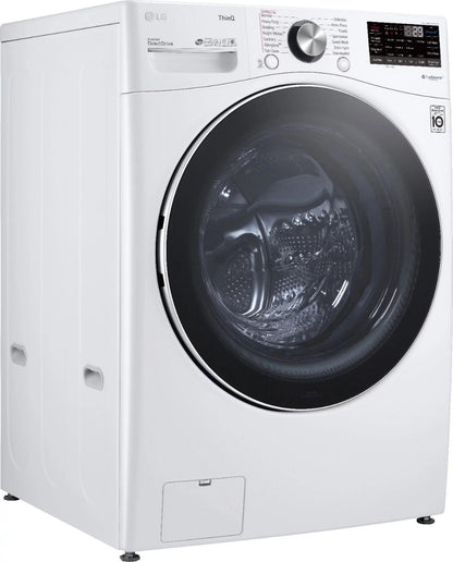 LG – 5.0 Cu. Ft. High-Efficiency Stackable Smart Front Load Washer with Steam and Built-In Intelligence – White