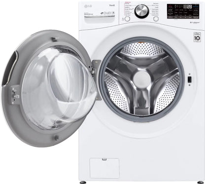 LG – 5.0 Cu. Ft. High-Efficiency Stackable Smart Front Load Washer with Steam and Built-In Intelligence – White
