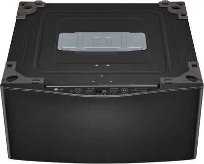 LG – SideKick 1.0 Cu. Ft. High-Efficiency Smart Top Load Pedestal Washer with 3-Motion Technology – Black steel