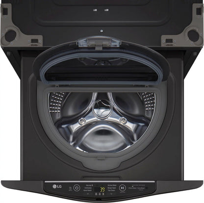 LG – SideKick 1.0 Cu. Ft. High-Efficiency Smart Top Load Pedestal Washer with 3-Motion Technology – Black steel