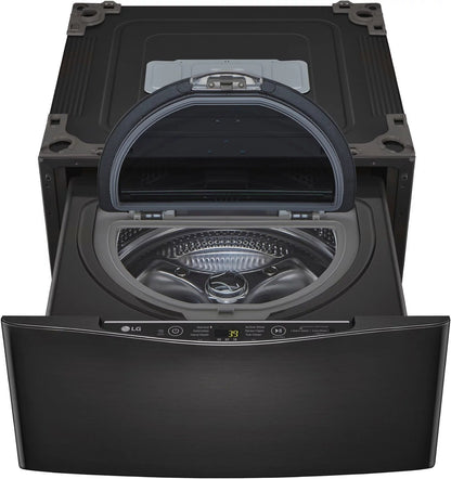 LG – SideKick 1.0 Cu. Ft. High-Efficiency Smart Top Load Pedestal Washer with 3-Motion Technology – Black steel