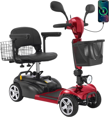 4-Wheel Mobility Scooter for Adults & Seniors, 15–30 Mile Range, 350W, Removable Battery, Compact