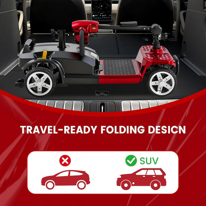 4-Wheel Mobility Scooter for Adults & Seniors, 15–30 Mile Range, 350W, Removable Battery, Compact