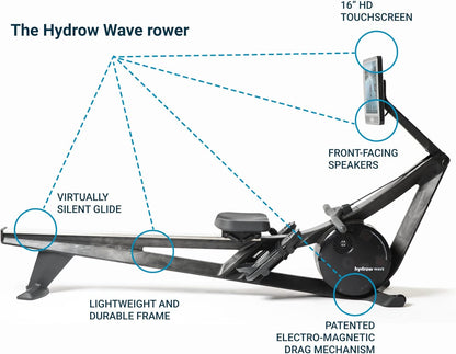Hydrow Wave Rowing Machine with 16″ HD Touchscreen, Speakers, Foldable, Home Workouts