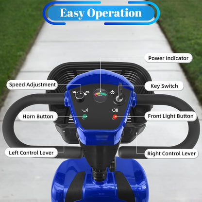4-Wheel Mobility Scooter for Adults & Seniors, 15–30 Mile Range, 350W, Removable Battery, Compact