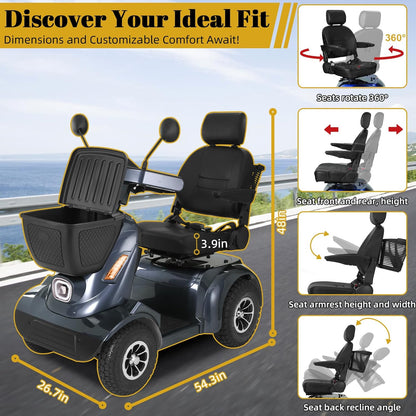 Heavy Duty Electric Mobility Scooter for Adults & Seniors, 16–32 Mile Range, 500–1000W, Off-Road
