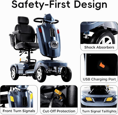 Heavy Duty Electric Mobility Scooter for Adults & Seniors, 16–32 Mile Range, 500–1000W, Off-Road