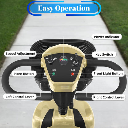 4-Wheel Mobility Scooter for Adults & Seniors, 15–30 Mile Range, 350W, Removable Battery, Compact