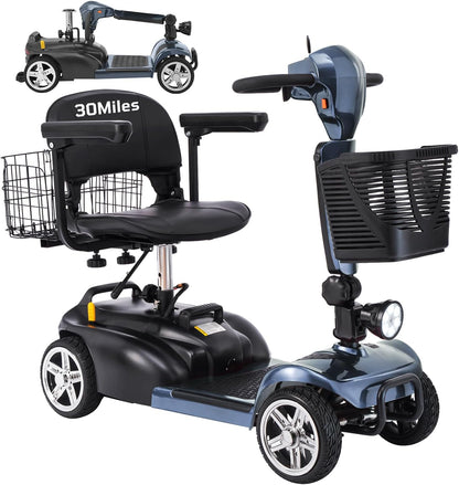 4-Wheel Mobility Scooter for Adults & Seniors, 15–30 Mile Range, 350W, Removable Battery, Compact