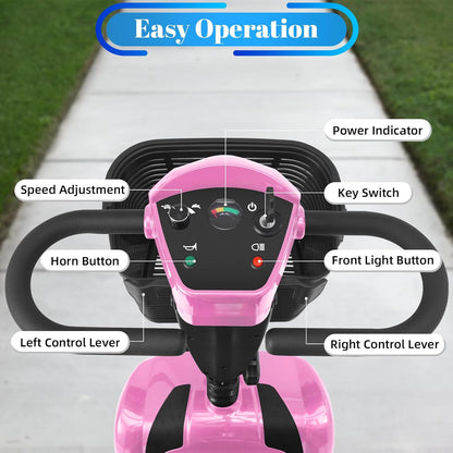 4-Wheel Mobility Scooter for Adults & Seniors, 15–30 Mile Range, 350W, Removable Battery, Compact