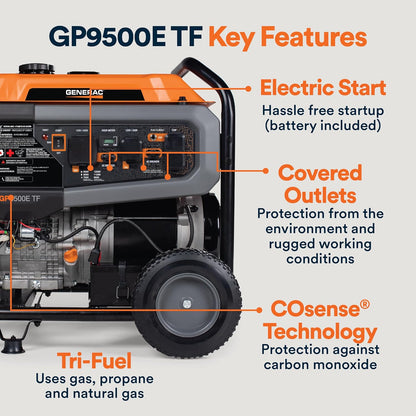 Generac 8,125 Starting Watt Portable Gas Generator – Includes Extension Cord