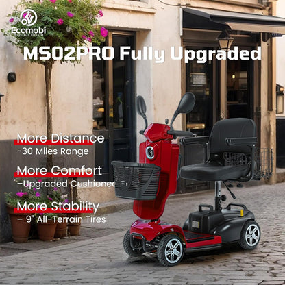 4-Wheel Mobility Scooter for Adults & Seniors, 15–30 Mile Range, 350W, Removable Battery, Compact