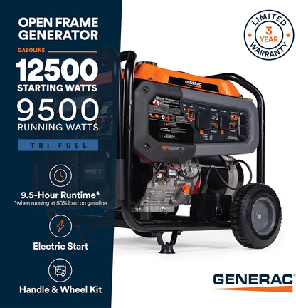 Generac 8,125 Starting Watt Portable Gas Generator – Includes Extension Cord