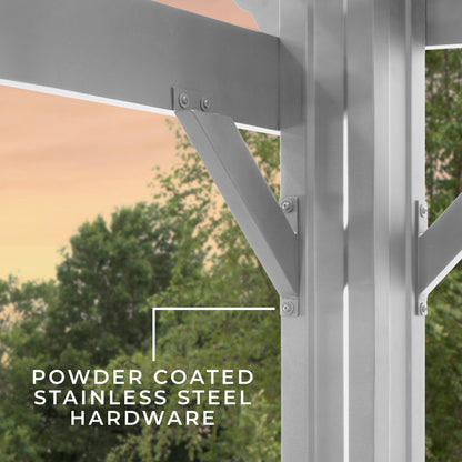 16×12 Hawthorne Traditional Steel Pergola With Sail Shade Soft Canopy