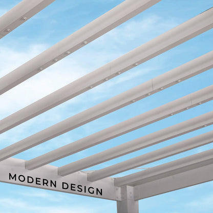 14×12 Windham Modern Steel Pergola With Sail Shade Soft Canopy