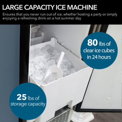 Whynter UIM 502SS 15in Built In Ice Maker 80lb Capacity Clear Ice Cube with NSF Inline Water Filter