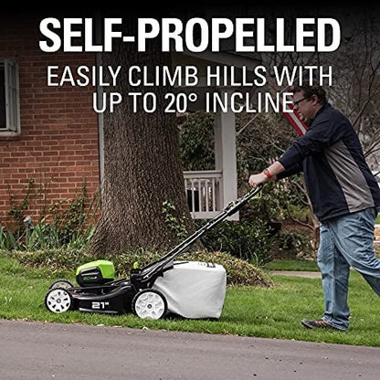 Greenworks Pro 80V 21-Inch Brushless Self-Propelled Lawn Mower, 4Ah Battery Included MO80L410