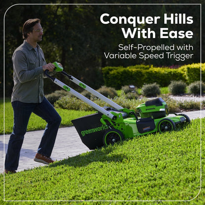 Greenworks 60V 21″ Self Propelled Lawn Mower with (1) 8.0 Ah Battery & Rapid Charger 2546402