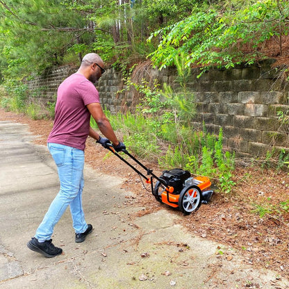 Yard Force YF22-HWT High-Wheeled Trimmer Gas Powered Walk-Behind 22″ 163cc Engine New